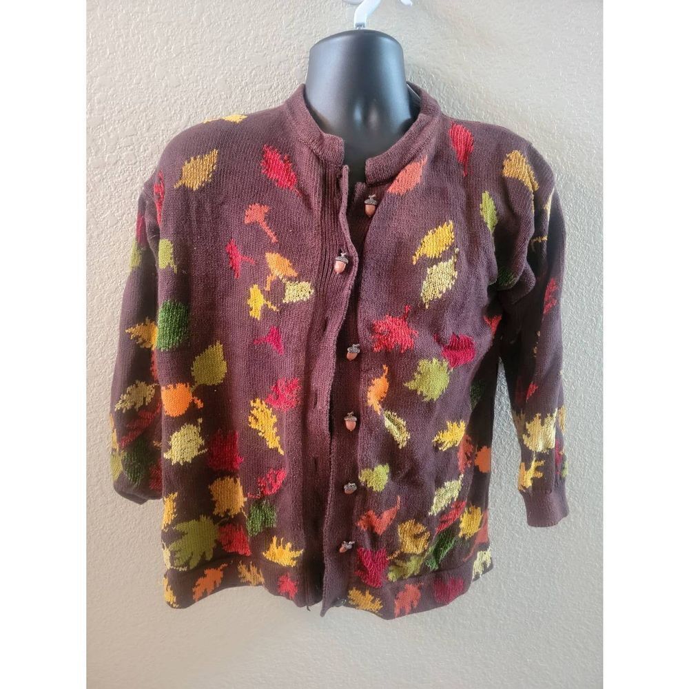 Vintage Christine Foley fall sweater with acorn button size 1